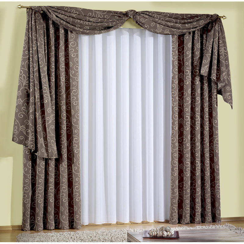Jann Room Darkening Window Scarf, 600cm Width x 135cm Drop, Brown