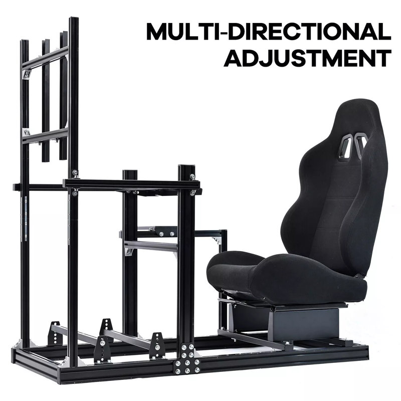 Anman Gt/ F1 Aluminum Alloy Racing Simulator Cockpit With Seat For Logitech G923, 6030 Aluminum Racing Frame. Fit For Straight Drive Steering Wheel Gpro Csldd T818 , Includes Frame/Seat/Tv Stand Only