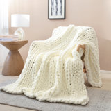 Jeté en tricot de chenille douce et moelleuse pour canapé