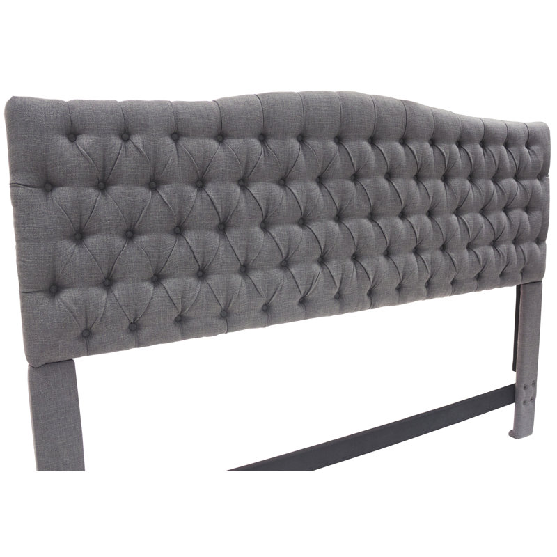 King Dark Gray Tufted Upholstered Wood Headboard