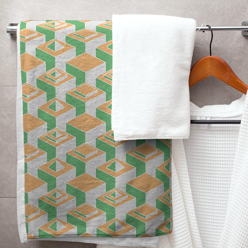 Jordao Bath Towel, Light Green/Orange