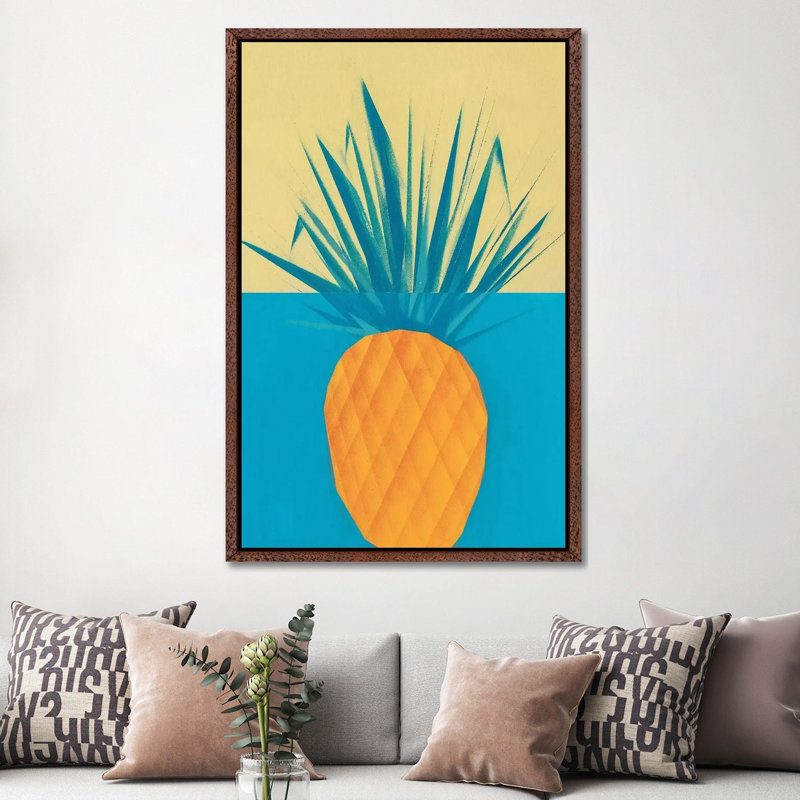 Pineapple by VCalvento - Print on Canvas, 152.5 cm H x 101.5 cm W, Classic Brown Wood Framed