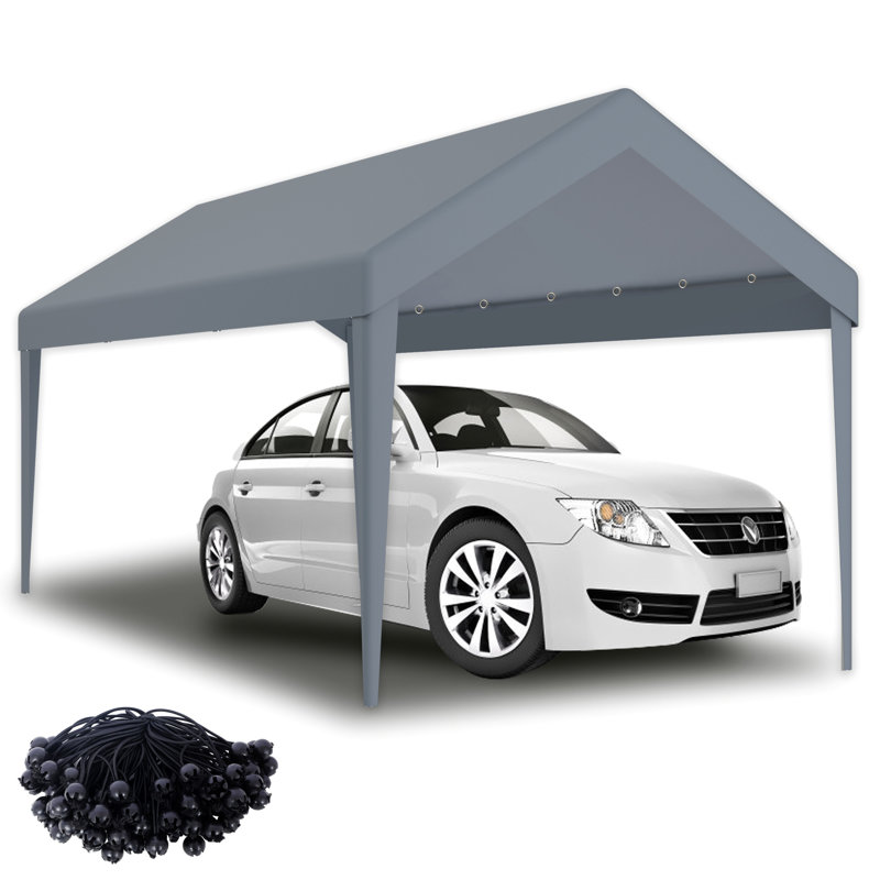 Bâche de garage 3 x 6 m (10 x 20 pi) interchangeable, imperméable et dotée de 72 boucles élastiques. En polypropylène gris. Parfait pour les abris de voiture. Installation rapide et facile, gain d'espace et protection optimale.