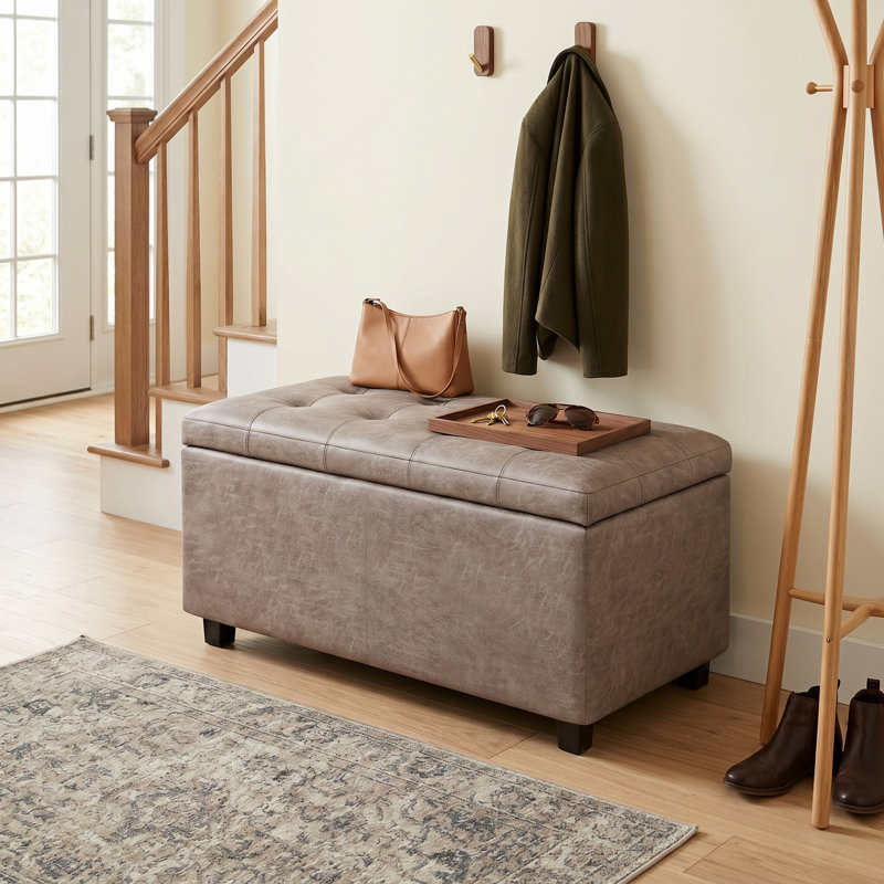 Banc repose-pieds avec rangement caché Cosmopolitan, Taupe gris vieilli