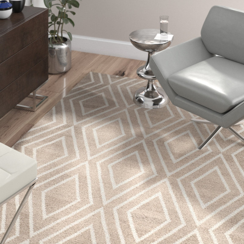 Tapis gris en viscose / laine tissé à la main Shryock, Rectangle 4pi x 6 pi