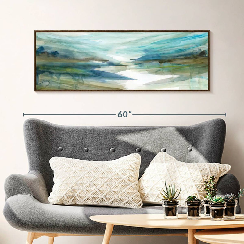 Spring Reflection II, 46" X 16", Floating Frame Walnut