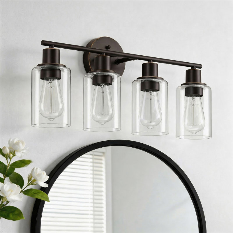 Éclairage pour meuble-lavabo Berume, Laiton vieilli, Bronze frotté à l'huile, 4 lumières
