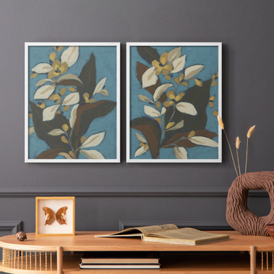 «Blue Shadow Garden I», reproduction encadrée de qualité supérieure - prête à être accrochée - aucun clou requis - aucun clou requis