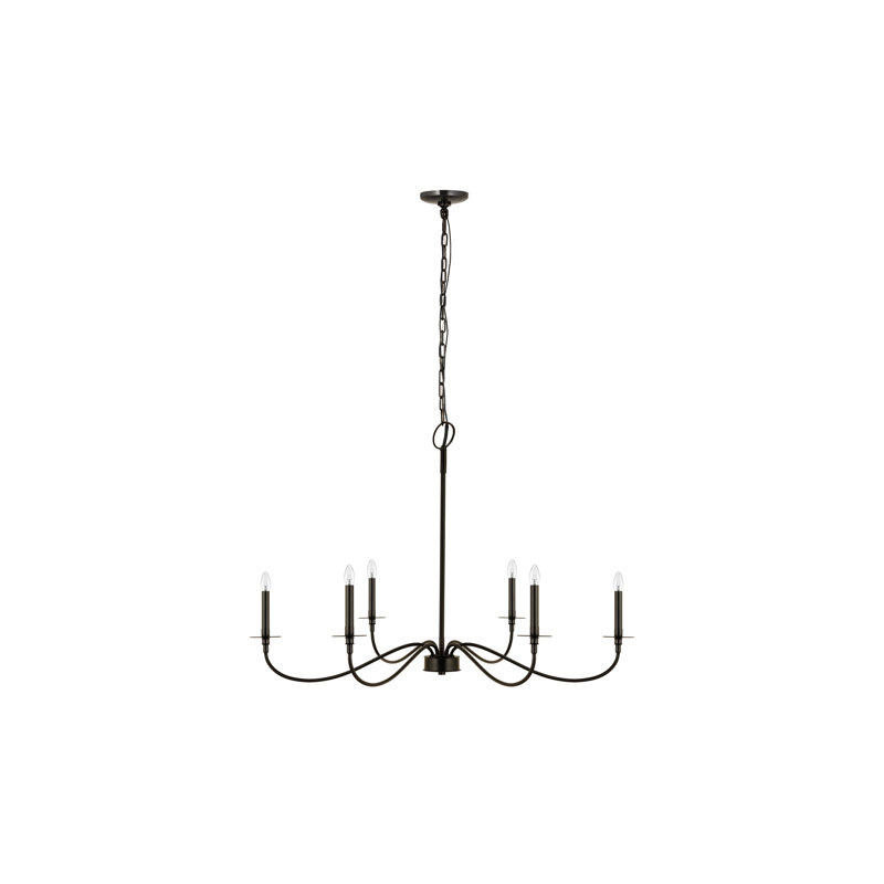 Lustre traditionnel / classique à 6 lumières de style bougie Ajmer, H 29 po x l 42 po x P 42 po, Noir mat