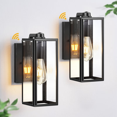 Paquet de 2 luminaires muraux d'extérieur Dusk to Dawn, éclairage mural antirouille avec abat-jour en verre