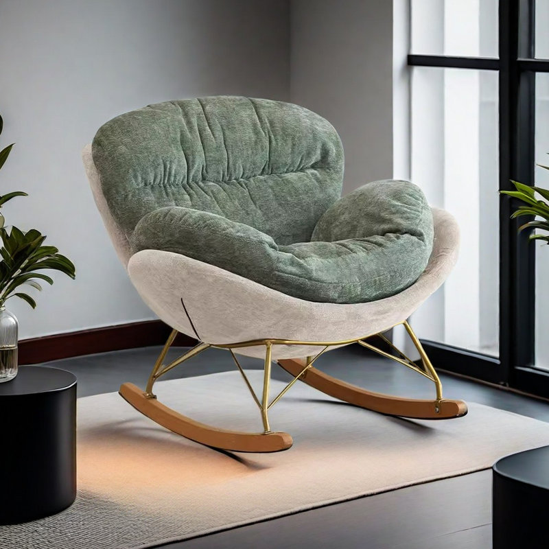 Chaise berçante Nordic Light Luxury Art, Blanc / vert