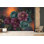 Aquarelle murale spectaculaire surdimensionnée - roses pivoines prune et minuit avec feuille d'or | Papier peint botanique foncé Luxury 765RS (non tissé) RS765