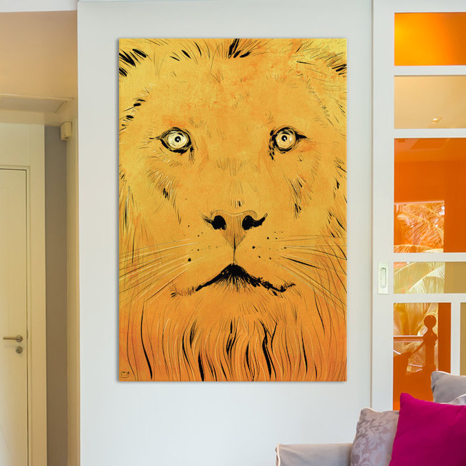 « lion » par giuseppe cristiano, peinture sur toile tendue, H 18 po x l 12 po x P 1,5 po, Pas de tapis, Toile tendue