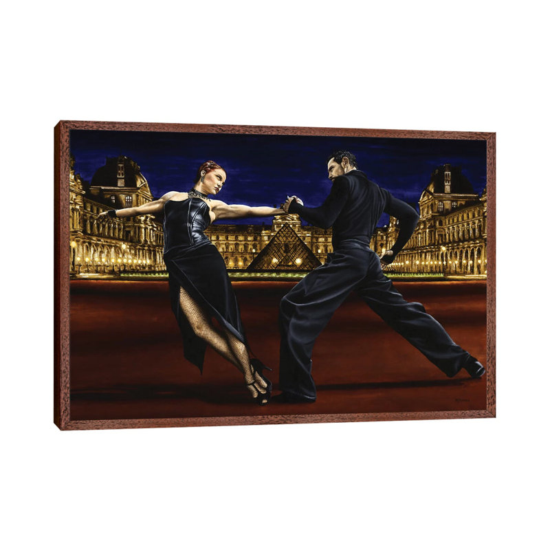 Last Tango In Paris by Richard Young - Painting on Canvas, 152.5 cm H x 101.5 cm W, Classic Brown Wood Framed