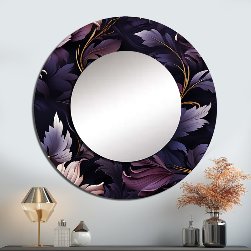 Shadowed Elegance Moody Patterns - miroir décoratif floral, miroir mural de maison de campagne, impression d'art en métal