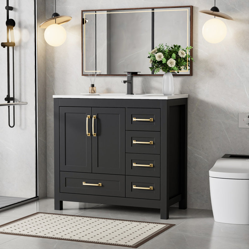 Sharee 36" Single Bathroom Vanity Set With Sink Top, Water Saving Faucet, Pop Up Drain