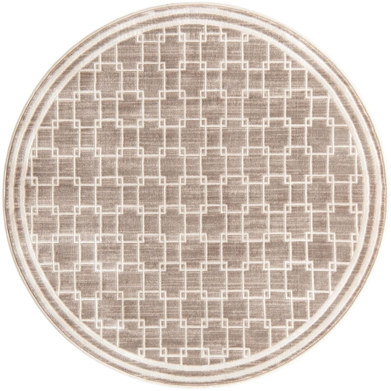 Tapis beige contemporain Ogorman, Rond 4 pi 1 po