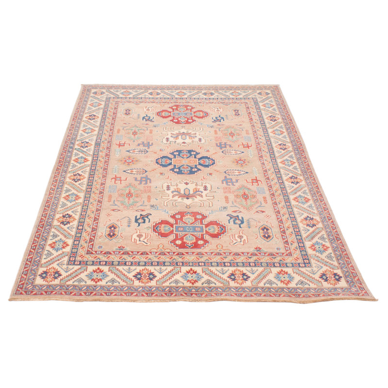 Tapis unique en laine nouée à la main nouvel âge de 6 pi 7 po x 9 pi 8 po Melra