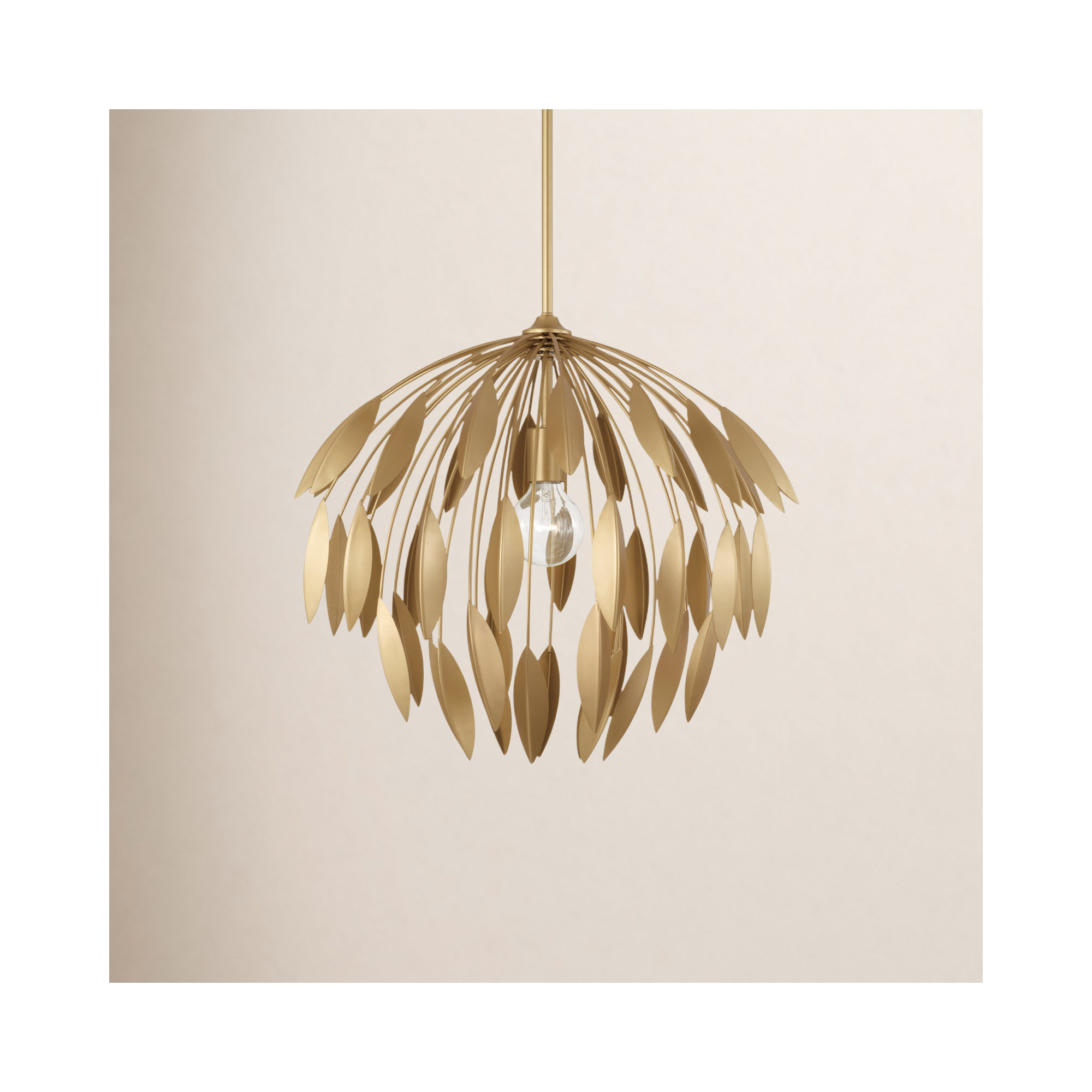 Single Light Dimmable Pendant, 68.75"H x 20"W x 20"D, Gold