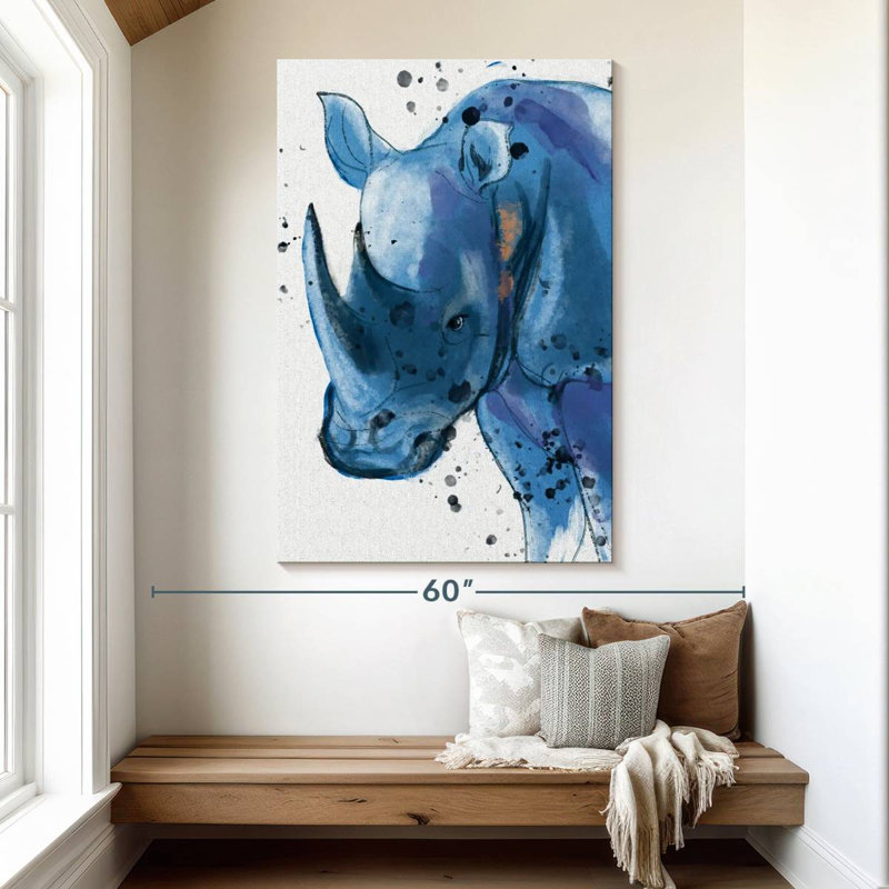 Brampt Blue Rhinoceros, 51" H x 34" W
