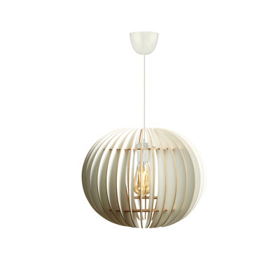 Élégant lustre Big Sphere, blanc, 14,2 po x 14,2 po x 27,6 po | Câble réglable, corps en panneau de fibres à densité moyenne, douille E27, 40 W maximum | Parfait pour un décor glamour et scandinave, idéal pour le salon ou la salle à manger