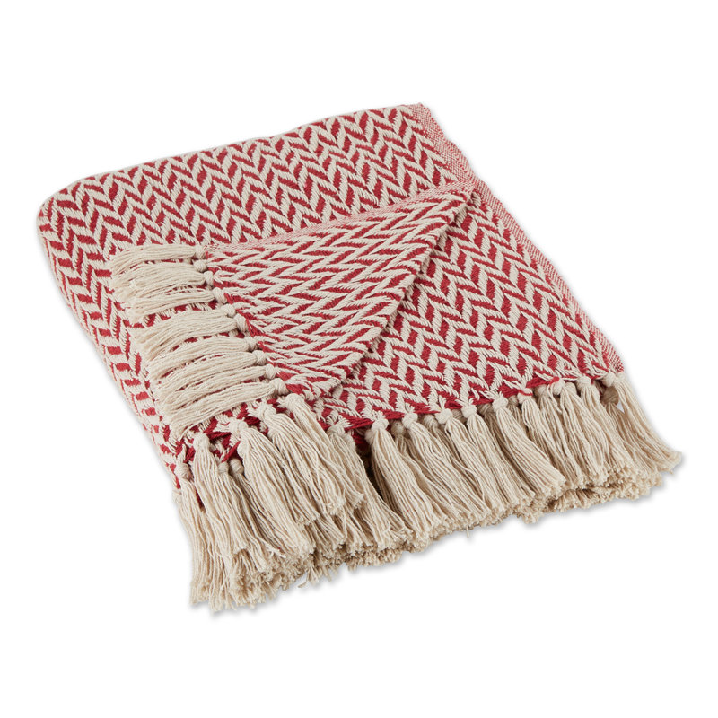 Jeté 100% coton , Rouge tango