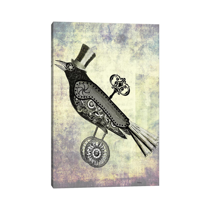 Steampunk Crow by Fab Funky - Wrapped Canvas Gallery-Wrapped Canvas Giclée, 66.04 cm H x 45.72 cm W x 1.91 cm D