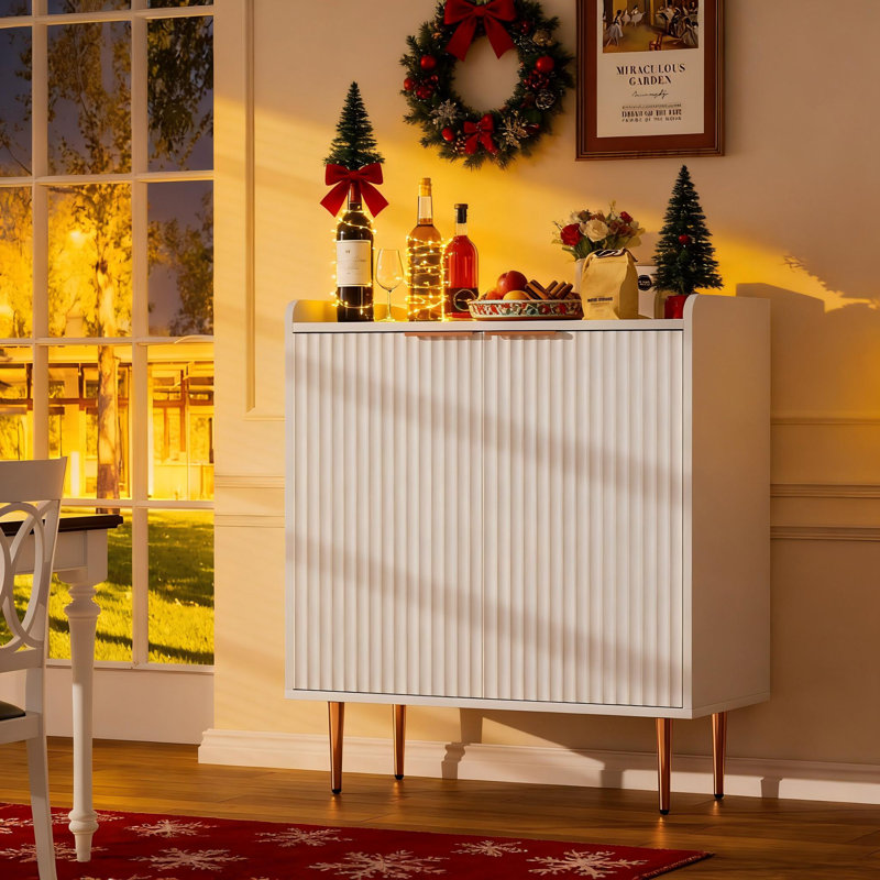 Buffet Farmhouse, buffet multifonctionnel avec rangement, Blanc