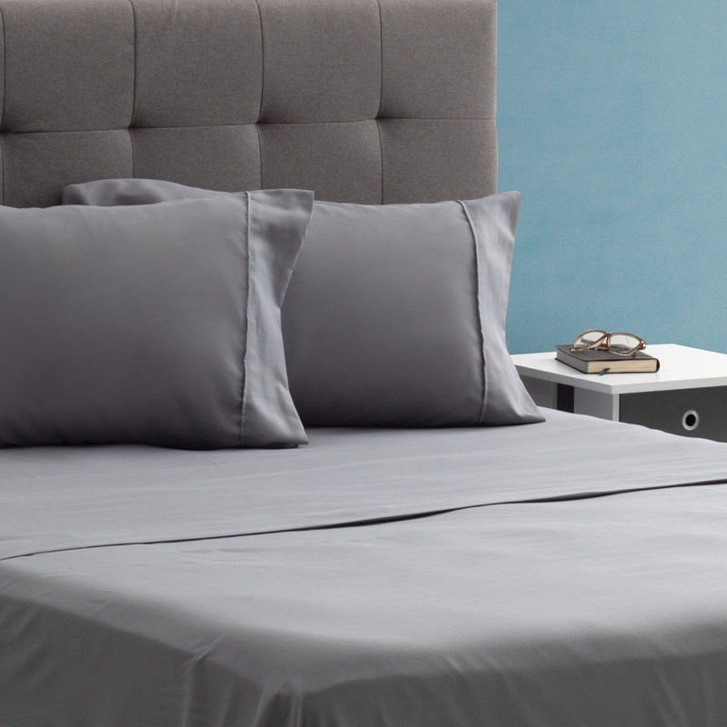 Ensemble de draps en micro-fibre, Ensemble de draps pour grand lit + un drap-housse , gris