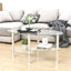 Table basse ovale en verre transparent, table moderne avec pieds en acier inoxydable, table basse en verre à 3 couches pour le salon