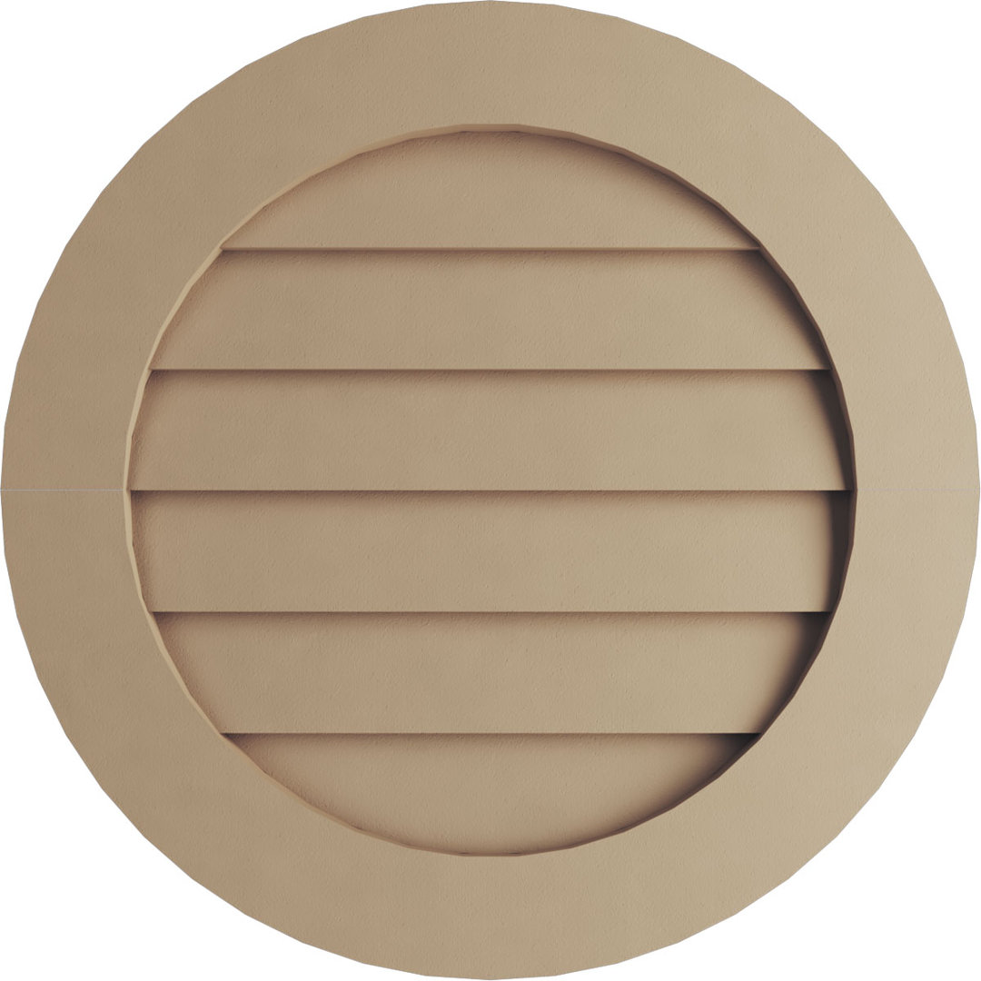 Timberthane Round Faux Wood Non-Functional Gable Vent, Primed Tan Ekena Millwork 