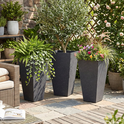 Pot Planter, 28" Tall Planters, Set of 3 Plastic Flower Pots with Drainage Holes