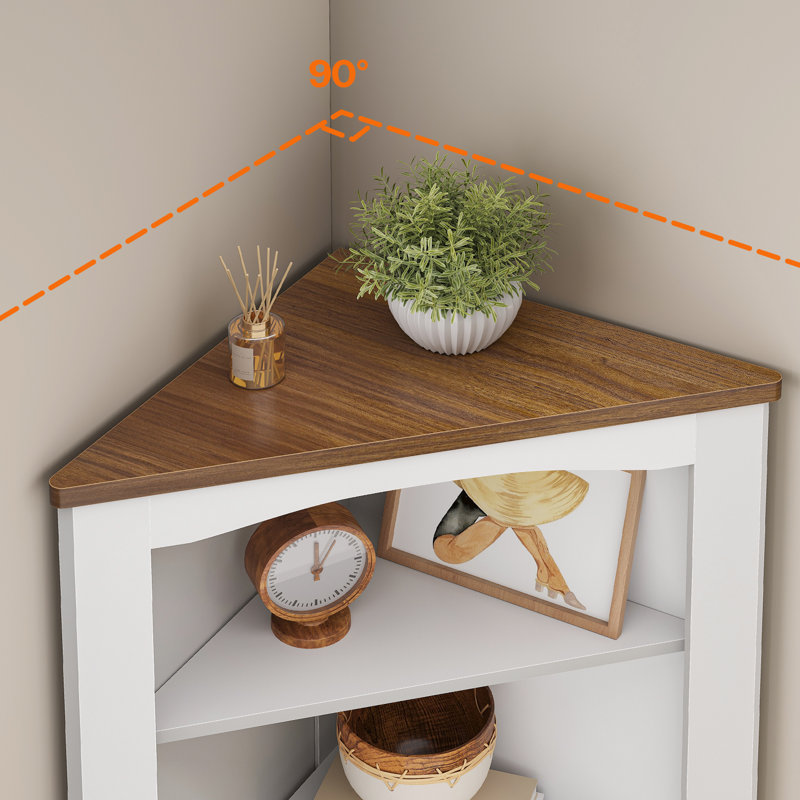 67" Tall Farmhouse Corner Cabinet with LED Lights