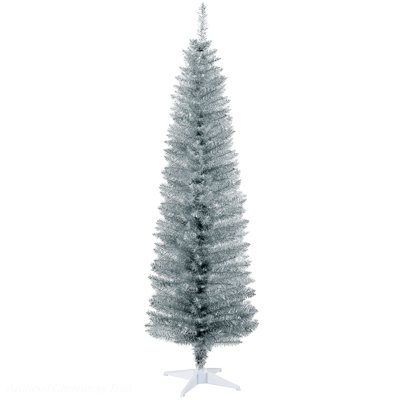 Artificial Christmas Tree, Slender Tree With Plastic Stand And 499 Branch Tips