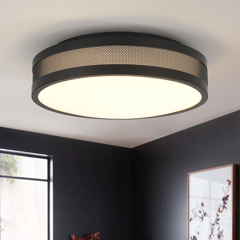 Dimmable Led Glass Flush Mount, Matte Black
