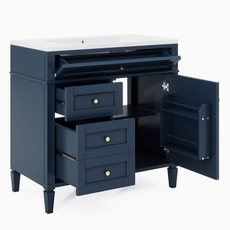 Ensemble de meuble-lavabo simple 36,00 avec comptoir Disheka, Bleu