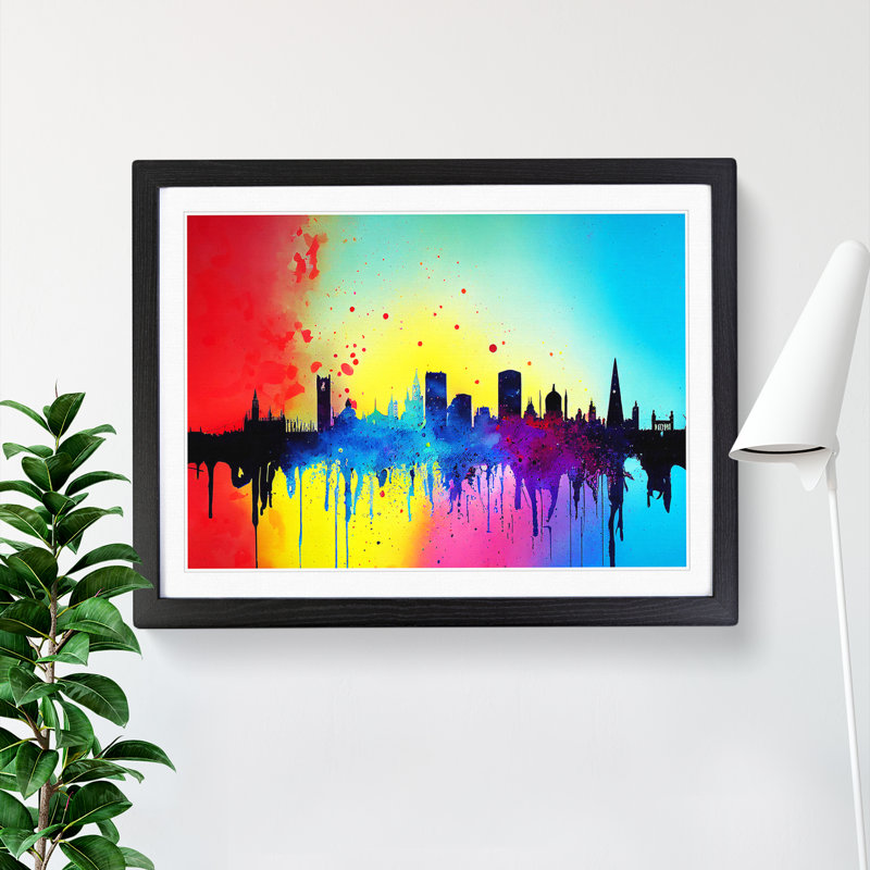 Vibrant London Skyline Vol.2 Abstract - Framed Print, 25cm H x 34cm W x 2cm D, Black