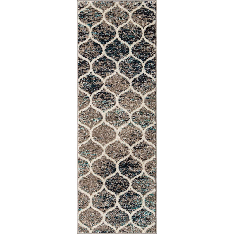 Llanet Geometric Area Rug, Runner 2' x 6'1", Multi Blue