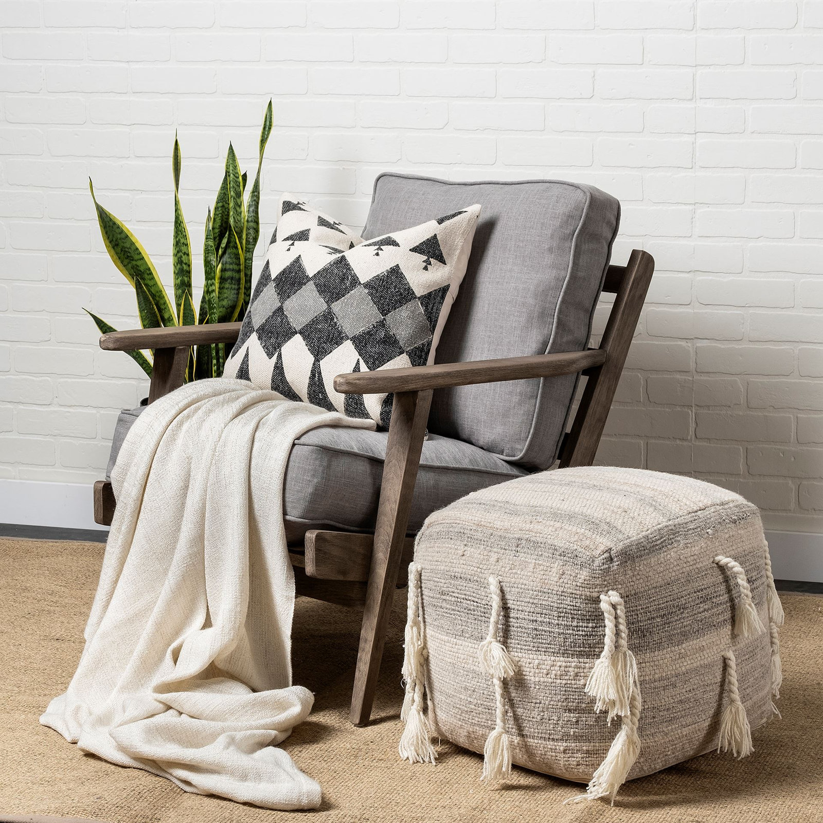 Roxy Upholstered Armchair, Gray Cotton Blend
