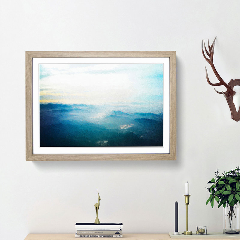The Sky Above Mattala in Sri Lanka - Picture Frame Painting Print, 48cm H x 65cm W x 2cm D, Oak Framed
