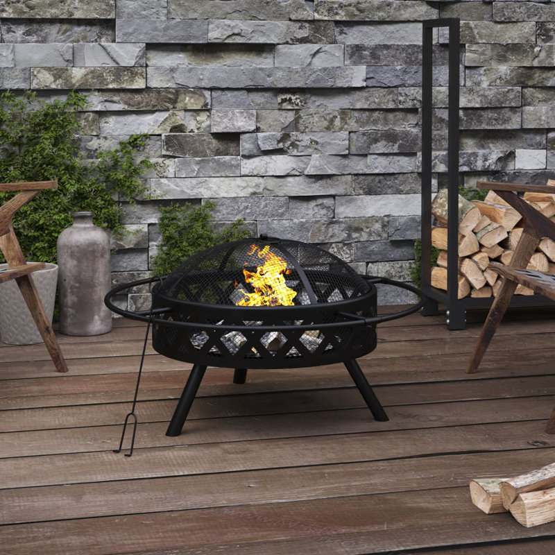 Gayle Fire Pit with Poker XXL Steel, 46" H X 70" W