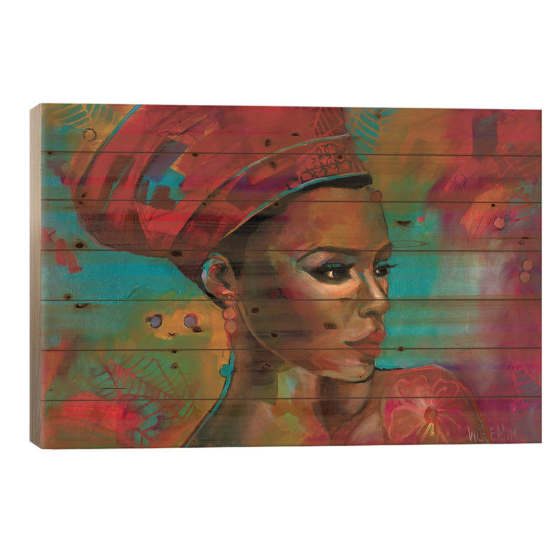 Fierté de l'Afrique sur bois par Winnie Eaton, H 26 po x l 40 po x P 1,5 po