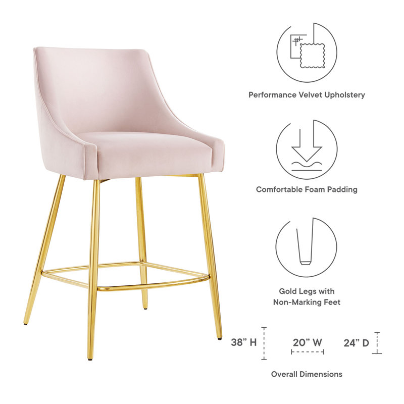 Tabourets de bar Discern - ensemble de 2 par Modway, Rose, Tabouret de comptoir (siège d'une hauteur de 25,5