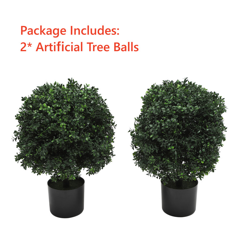 2 - Piece Artificial Evergreen Tree in Pot Set