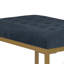 Banc en métal avec siège capitonné en velours capitonné, bleu foncé et or