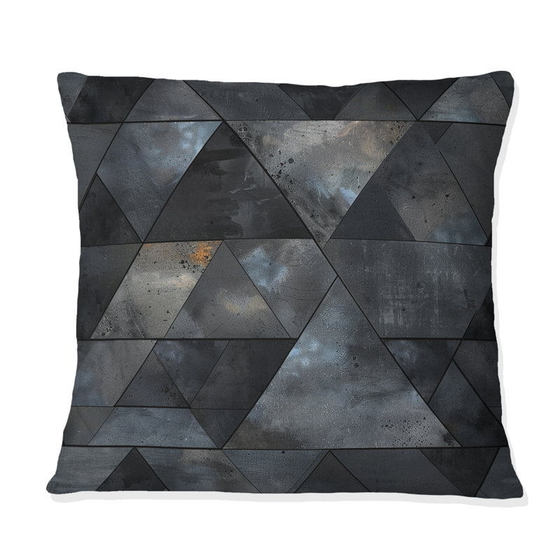 Black Triangle I - Midcentury Throw Pillow, 16"H x 16"W