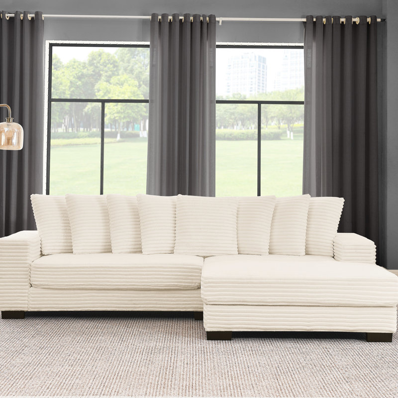 Canapé-lit modulaire en L Corduroy, Beige
