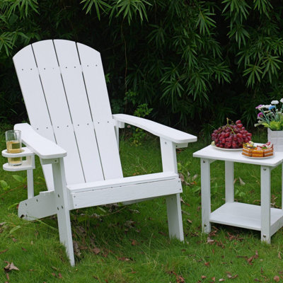 Fauteuil Adirondack, chaise longue d'extérieur avec porte-gobelet latéral intégré