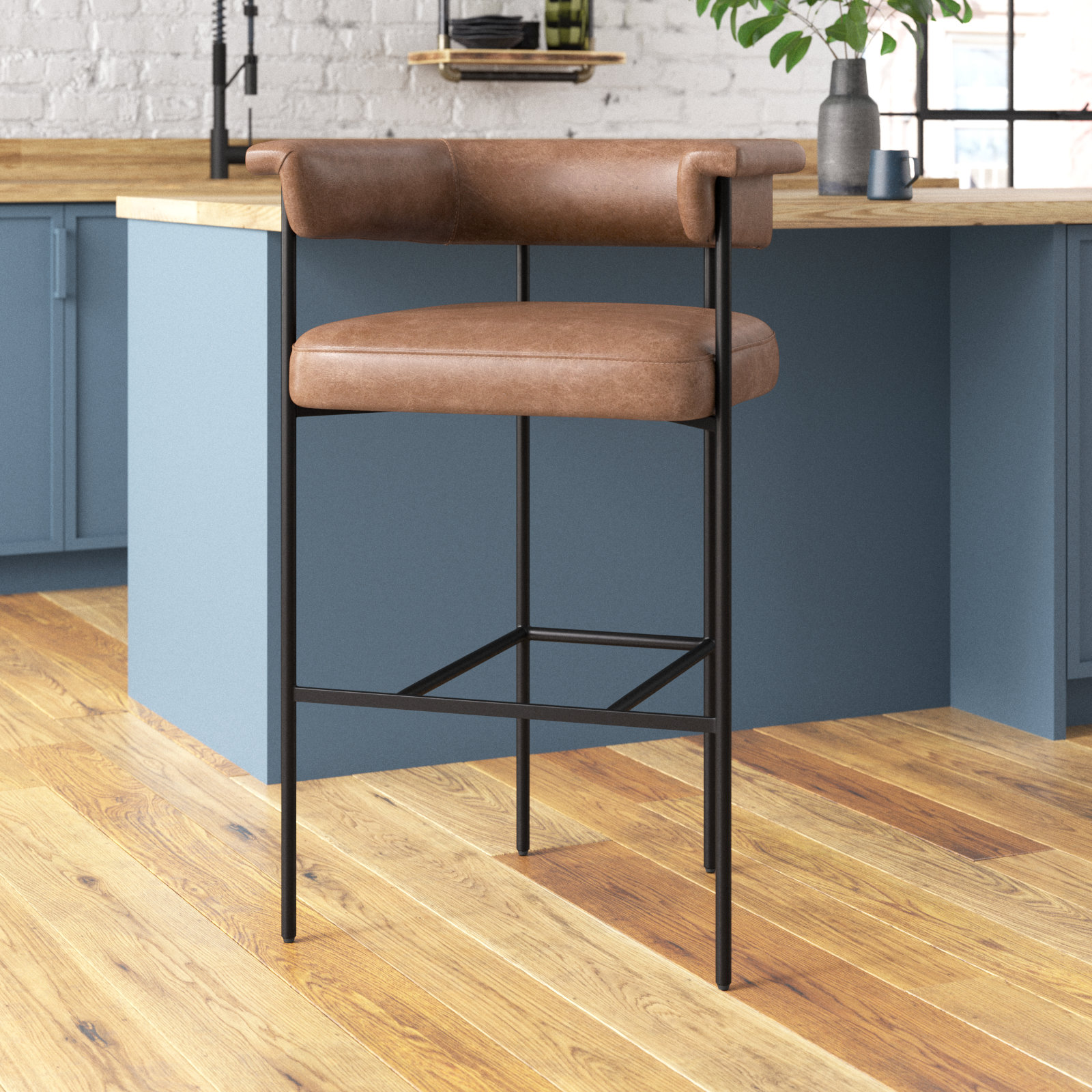 Lyssa Counter and Bar Stool, Bar Stool (30.5" Seat Height), Chaps Saddle Genuine Leather, Solid