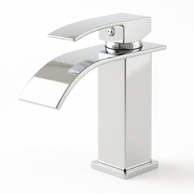 Robinet pour salle de bain à poignée simple, robinet de lavabo en acier inoxydable avec cartouche en céramique, finition nickel brossé haute performance, conduites d'alimentation essentielles incluses, profondeur de 13,98 po, largeur de 7,56 po, 2,95 po